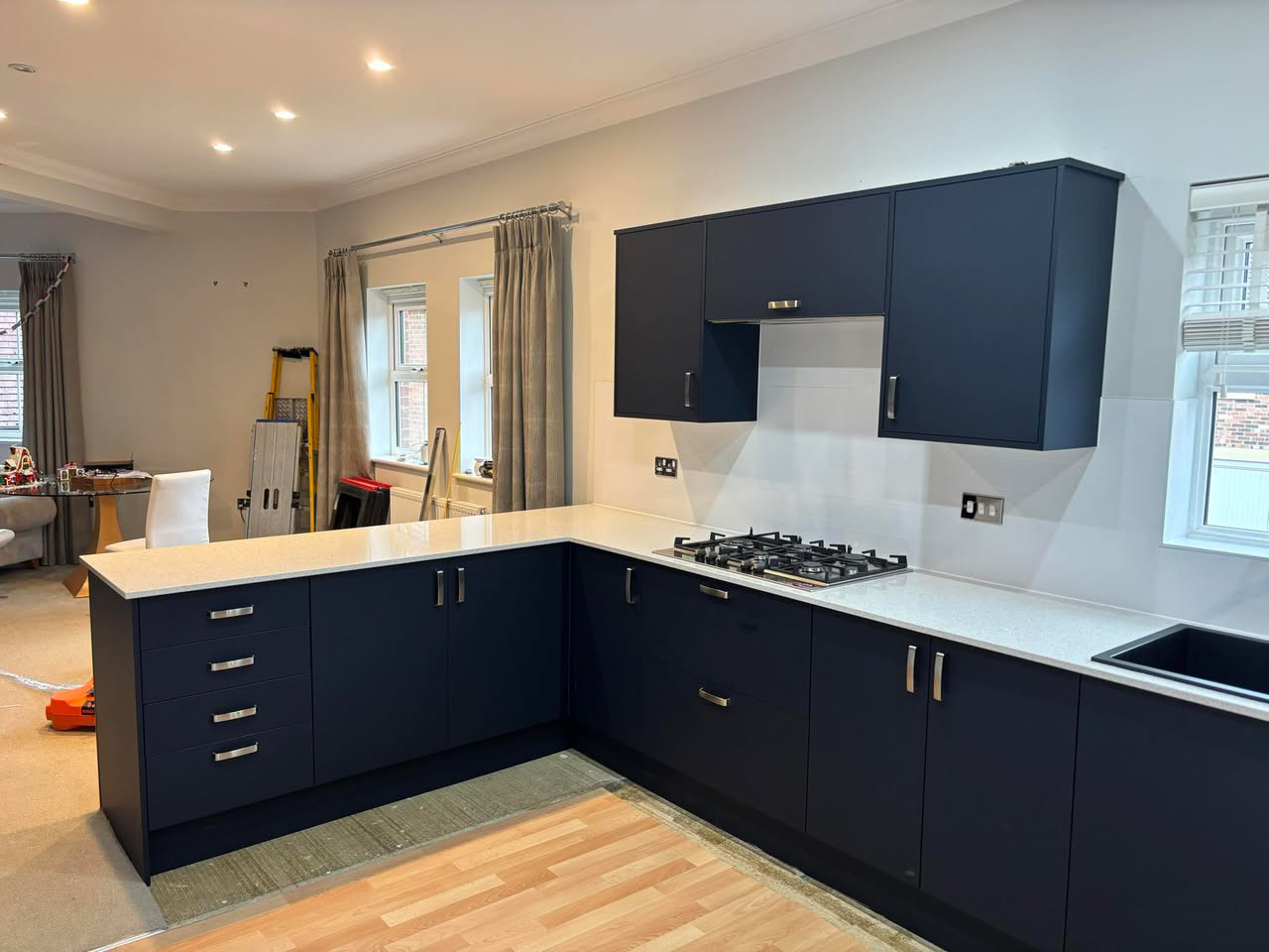 Navy handleless kitchen installation (3)