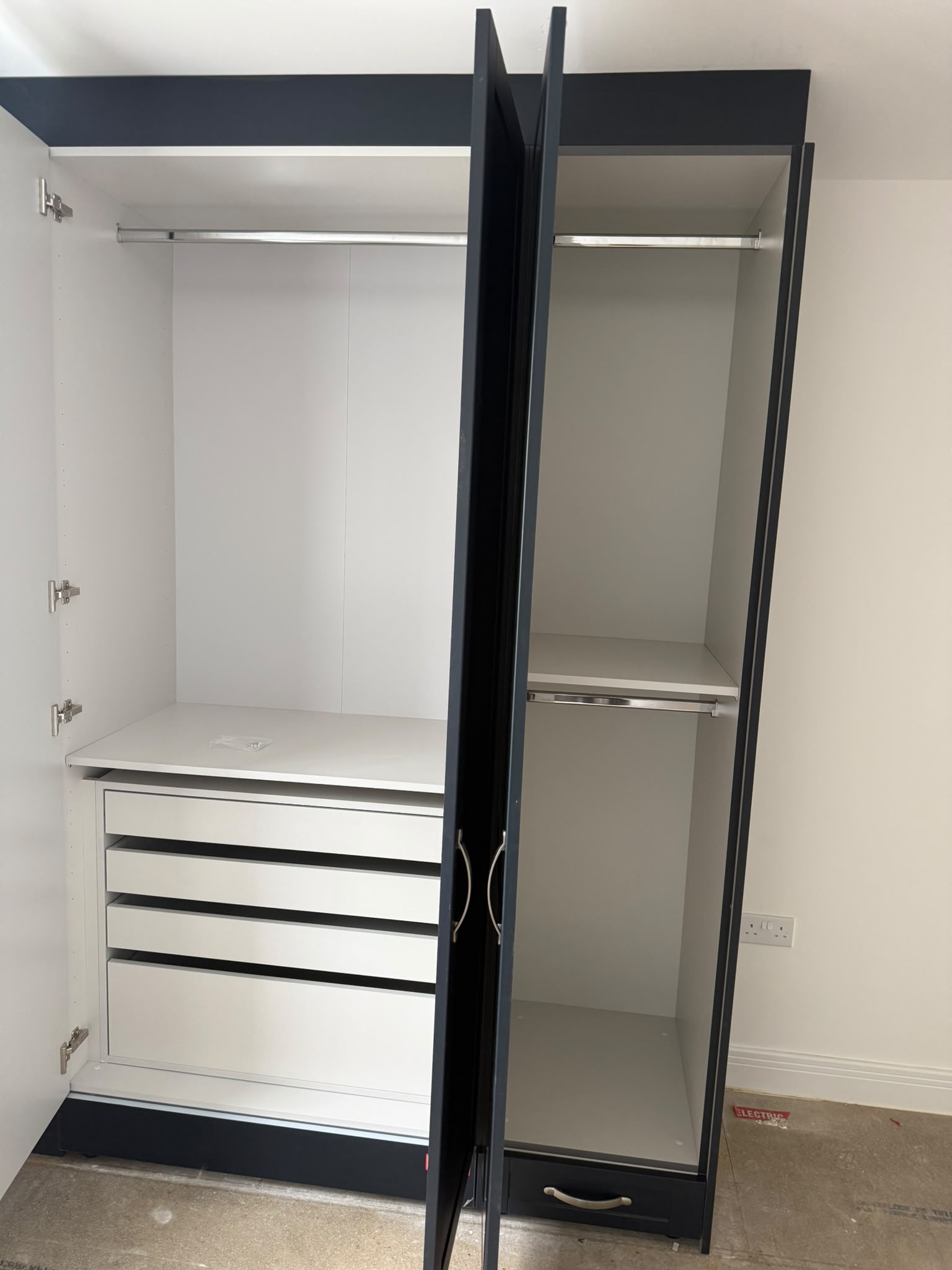 Navy mirrored fitted wardrobes (2)